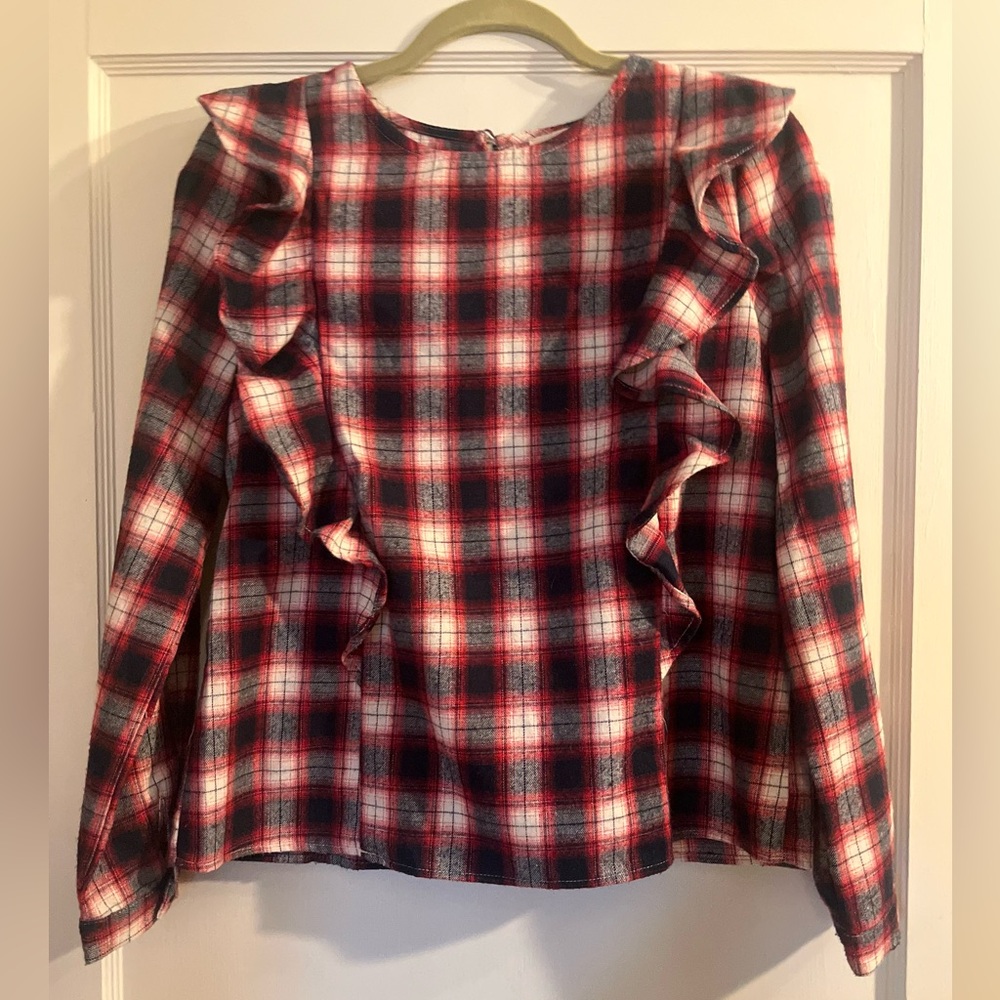 Promesa Red and Black Plaid Top